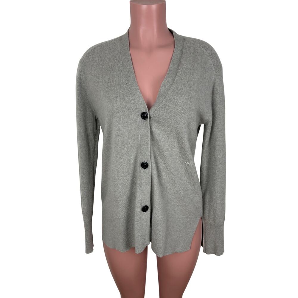 Sminfinity Cashmere Cardigan Taupe Gray Small oversized cozy v-neck minimalist